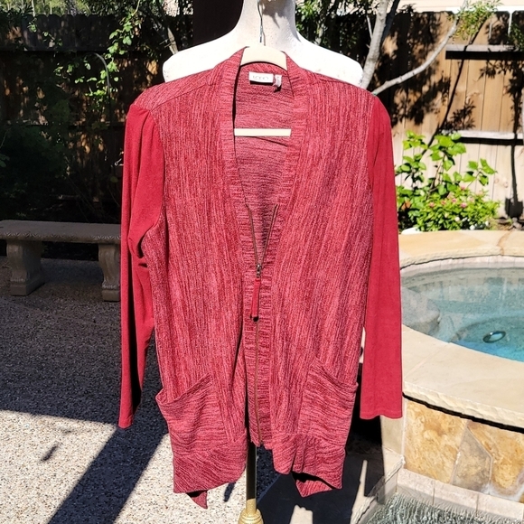 Nwot LOGO by Lori  Goldstein Zip Up cardigan M - Picture 1 of 16